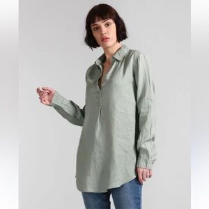 GAP 100% Linen Light Green V-Neck Pullover (Size S)